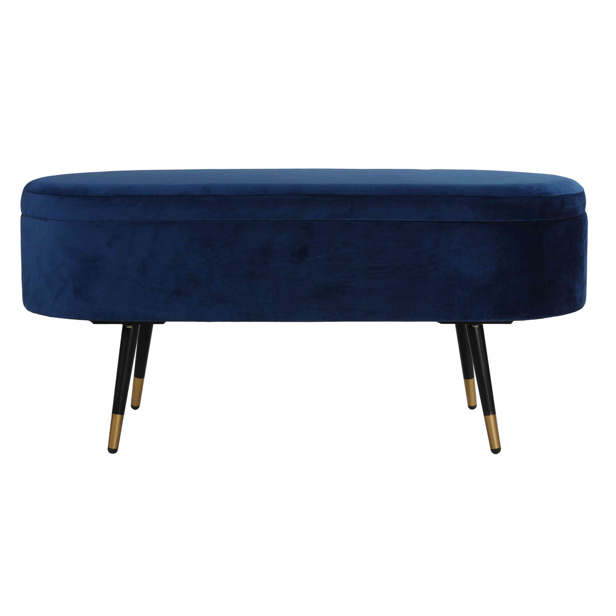 Cortesi Home Ruslan Oval Storage Ottoman, Navy