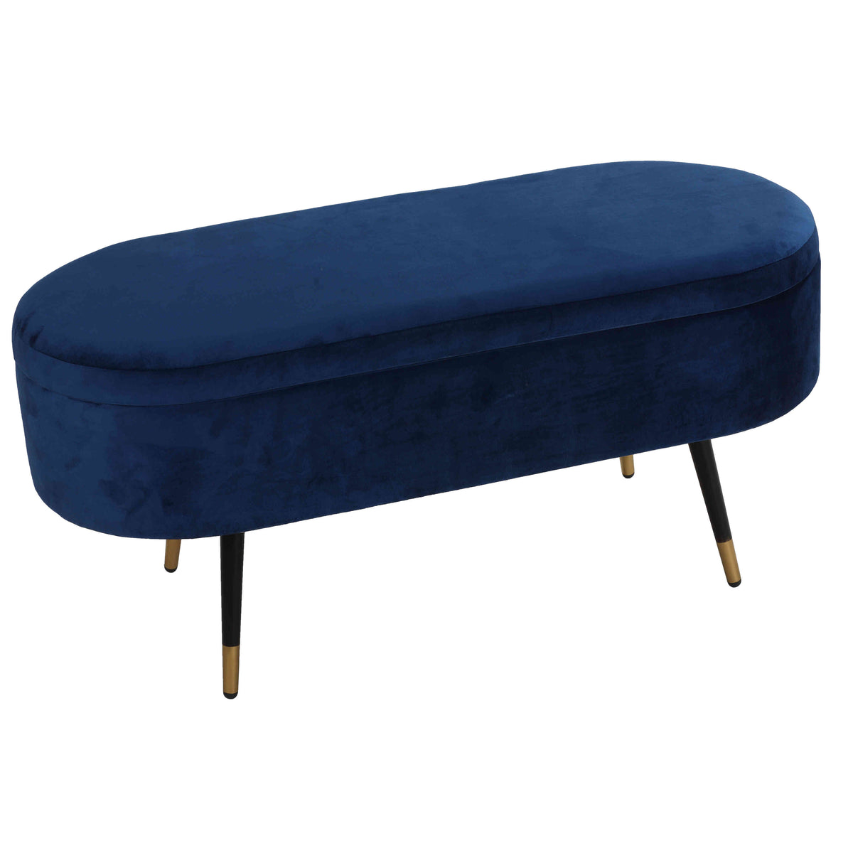 Cortesi Home Ruslan Oval Storage Ottoman, Navy