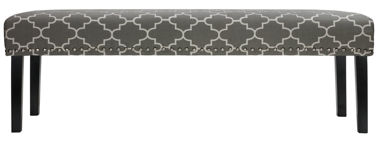 Cortesi Home Farrah Bed Bench, Grey Fabric with Nailhead Trim