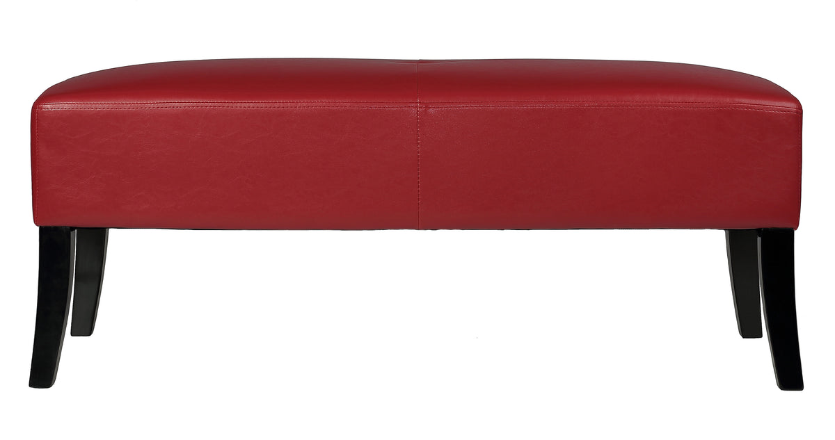 Cortesi Home Jasper Crimson Red Faux Leather Bench Ottoman