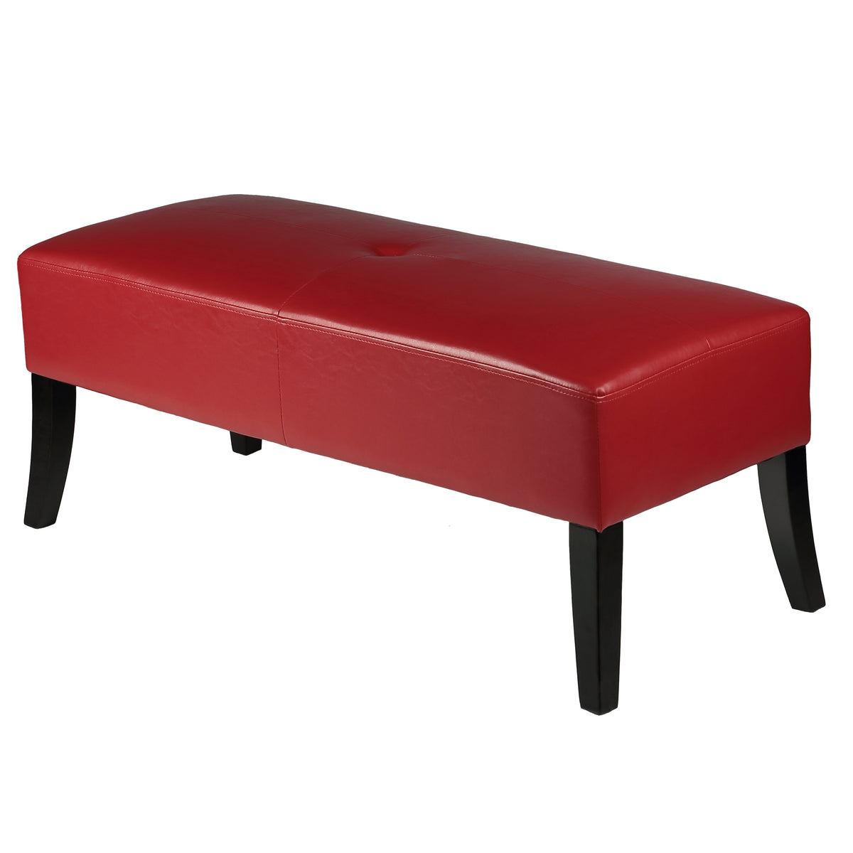 Cortesi Home Jasper Crimson Red Faux Leather Bench Ottoman