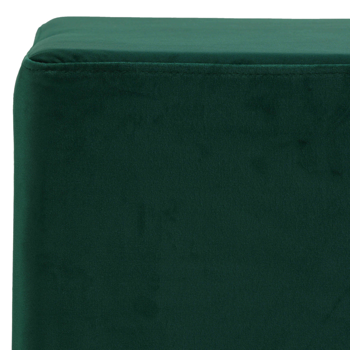 Cortesi Home Dover Square Ottoman in Green Velvet, Chrome