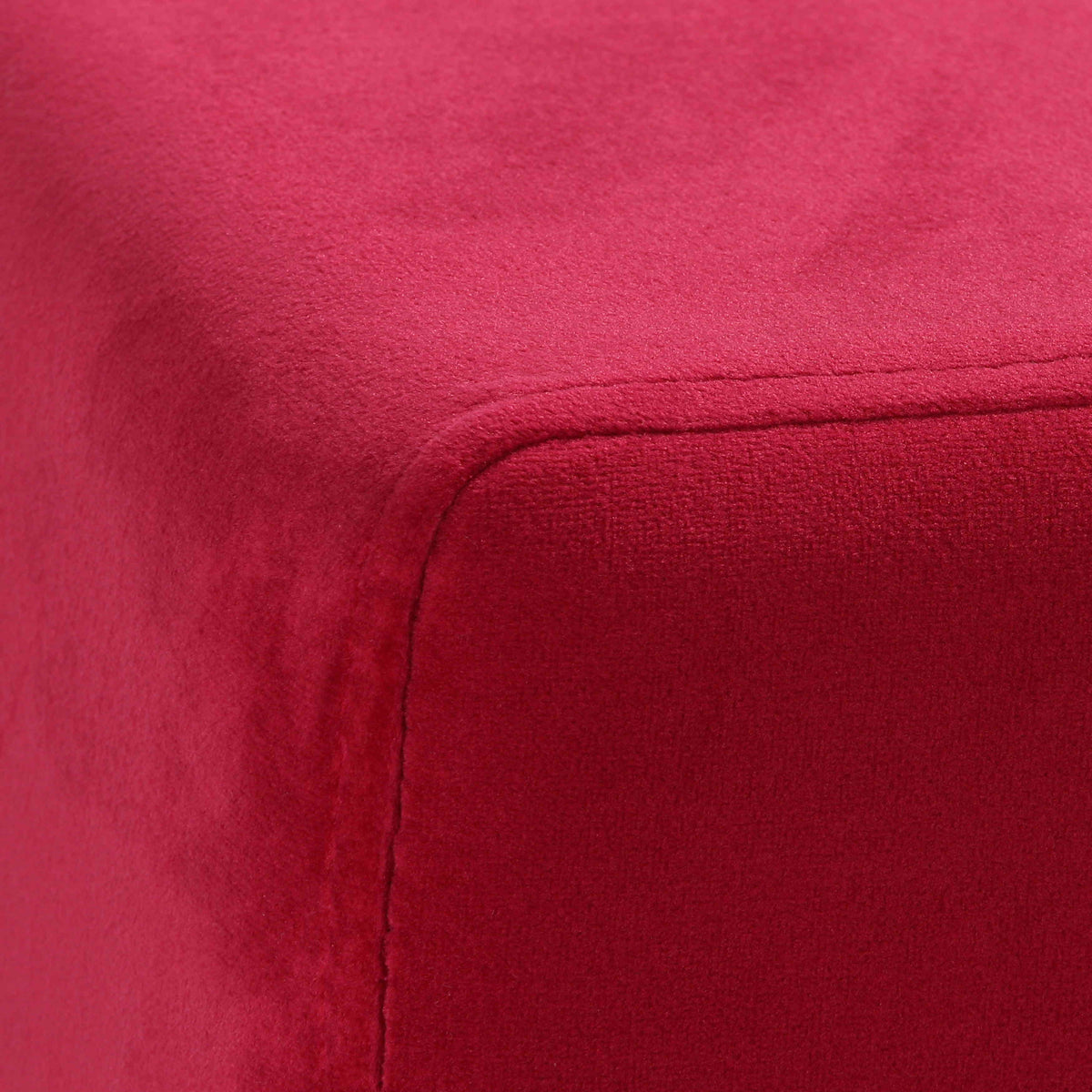 Cortesi Home Dover Square Ottoman in Pink Velvet, Brushed Gold