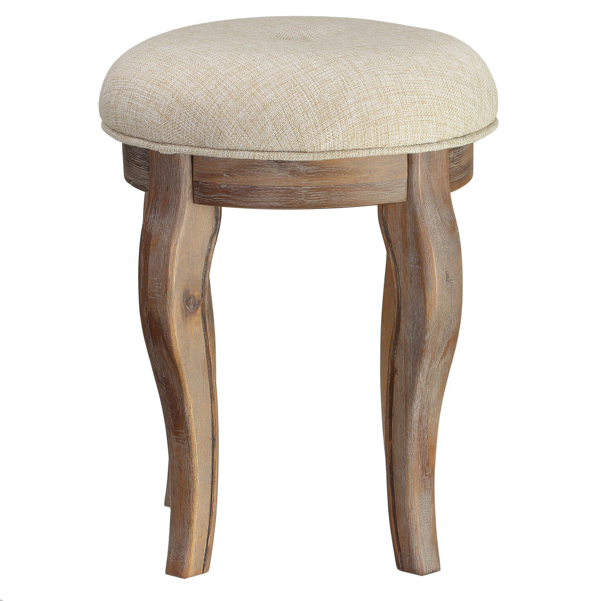 Cortesi Home &quot;Versailles&quot; Round Vanity Stool in Distressed Grey, 18&quot; Tall