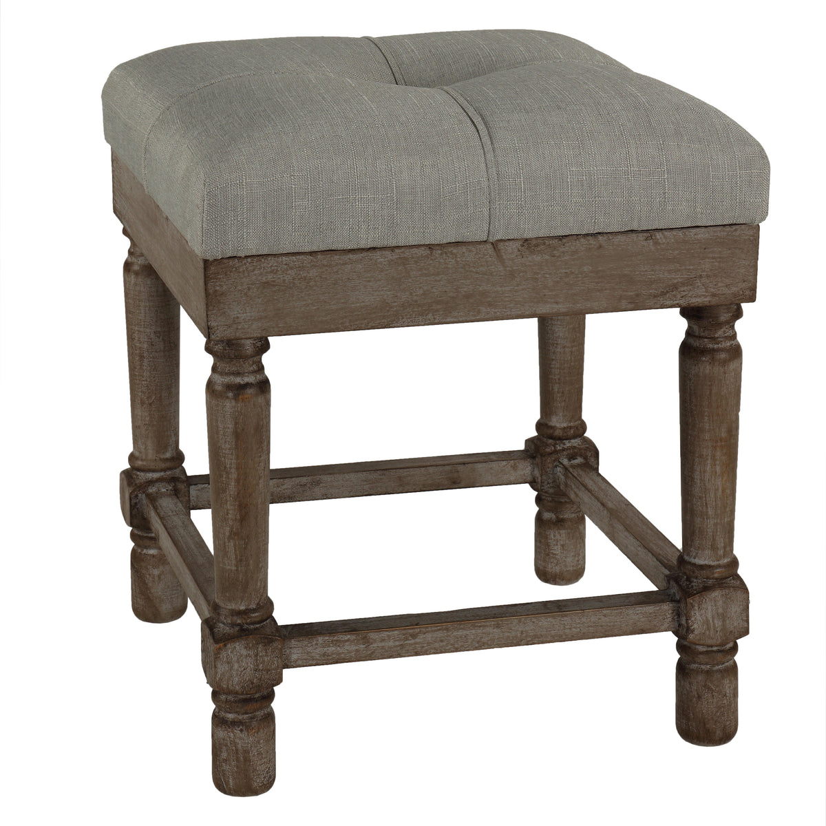 Cortesi Home Kalmus Square Ottoman Stool 19&quot; High, Beige Fabric