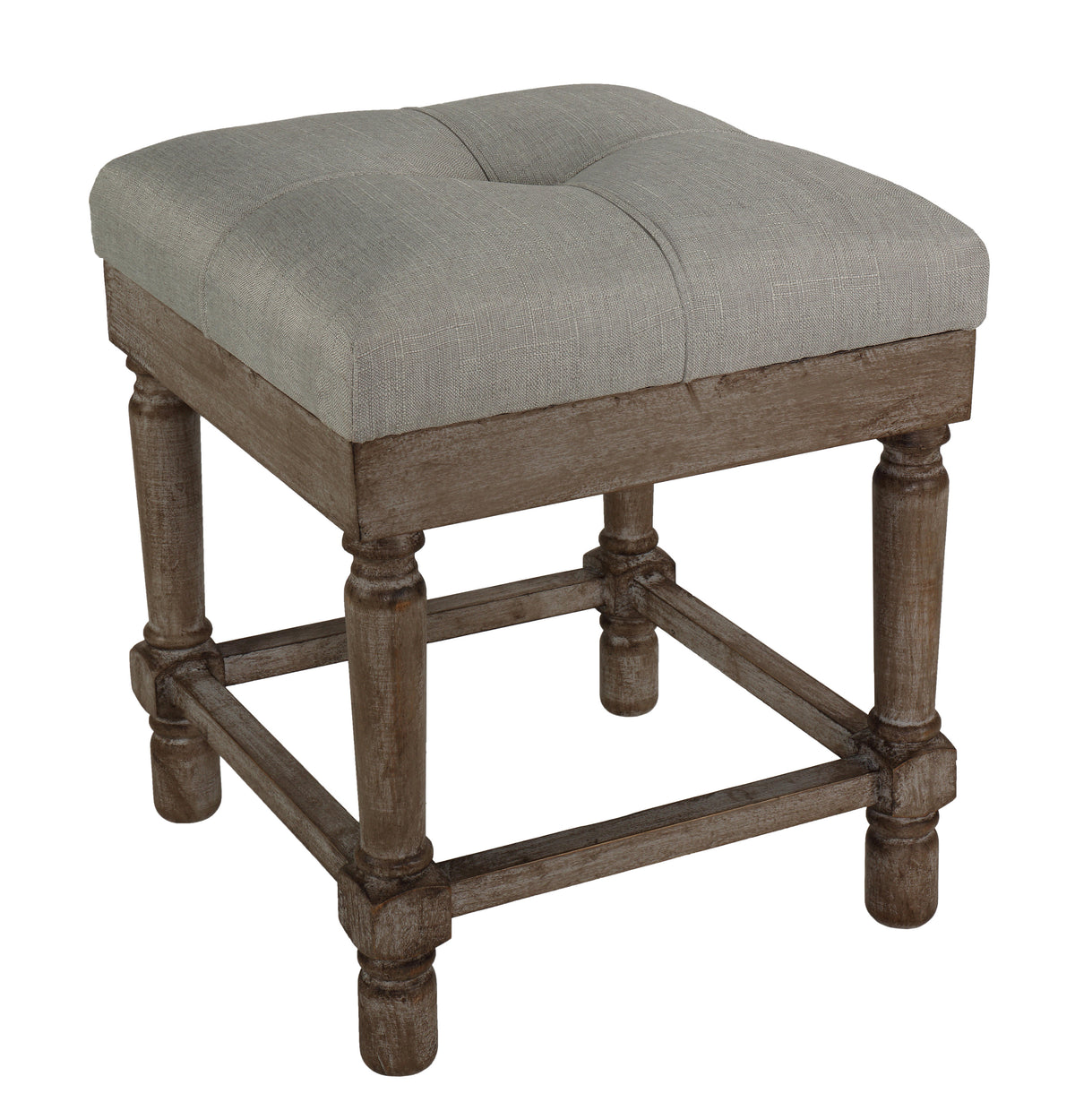 Cortesi Home Kalmus Square Ottoman Stool 19&quot; High, Beige Fabric