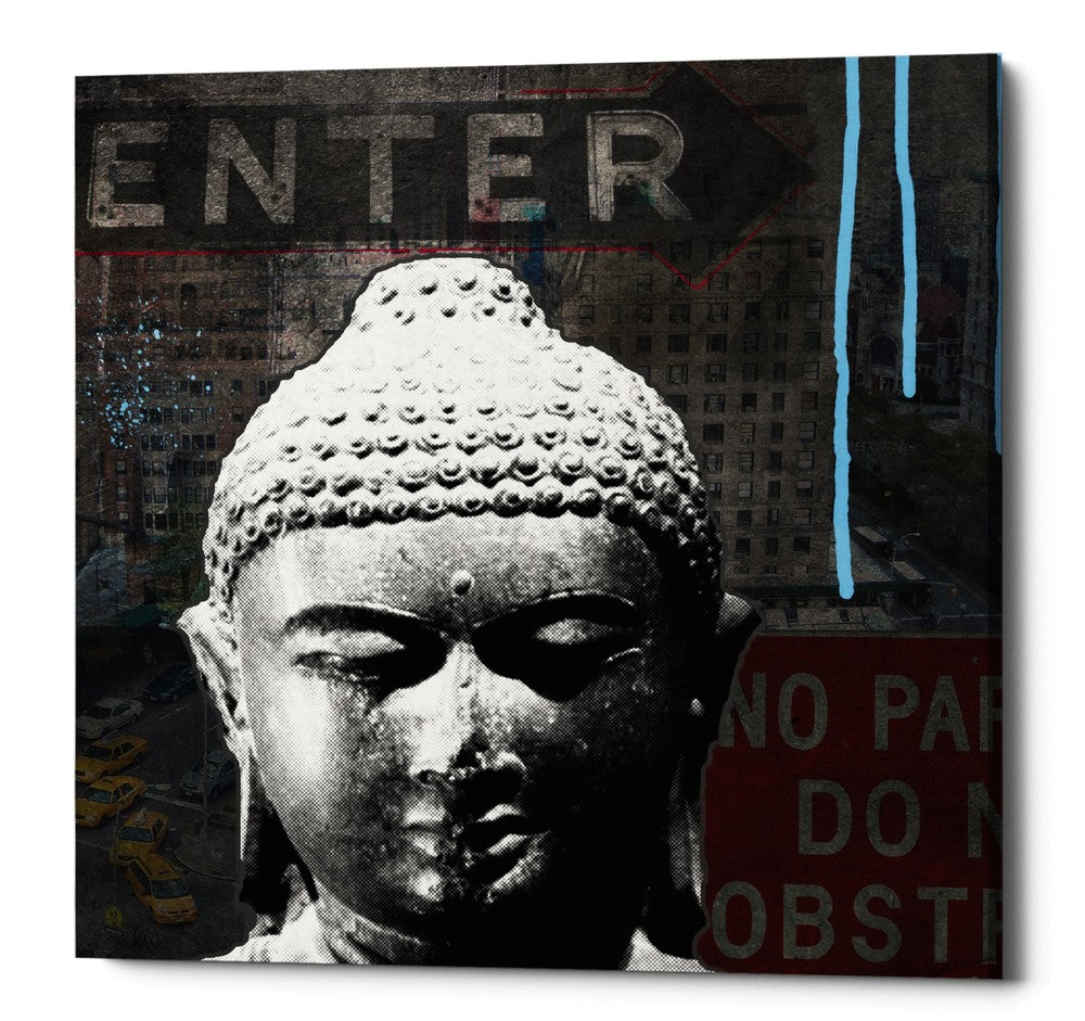 Epic Graffiti &quot;Urban Buddha IV&quot; by Linda Woods, Giclee Canvas Wall Art, 12&quot;x12&quot;