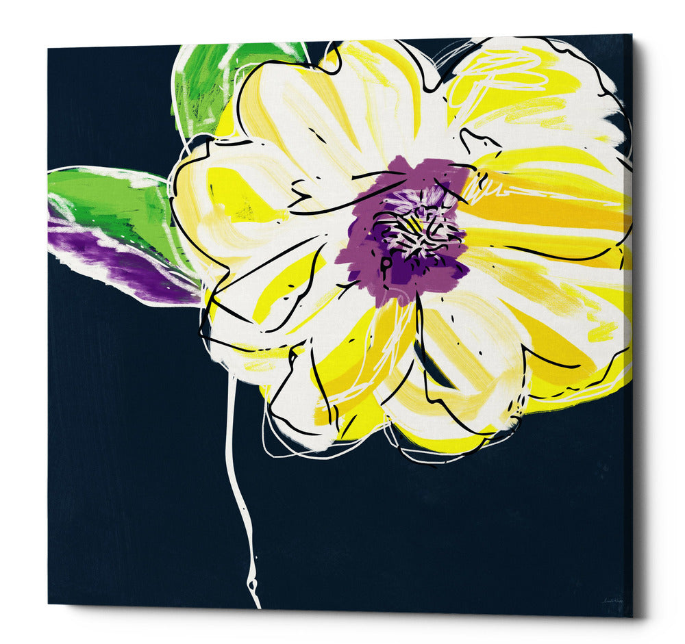 Epic Graffiti &quot;Yellow Rose&quot; by Linda Woods, Giclee Canvas Wall Art, 12&quot;x12&quot;