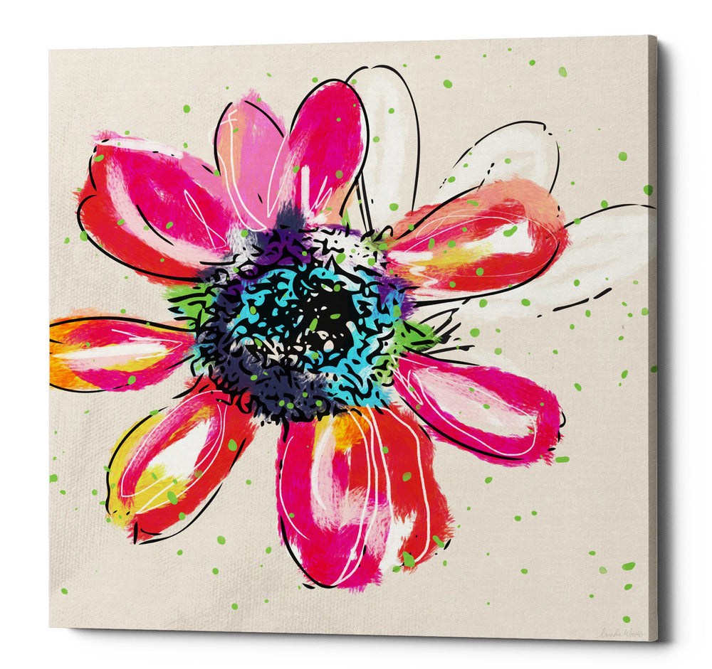 Epic Graffiti &quot;Colorful Daisy&quot; by Linda Woods, Giclee Canvas Wall Art, 12&quot;x12&quot;