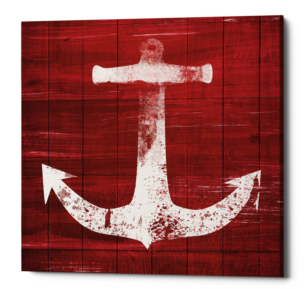 Epic Graffiti &quot;Red and White Anchor&quot; by Linda Woods, Giclee Canvas Wall Art, 12&quot;x12&quot;