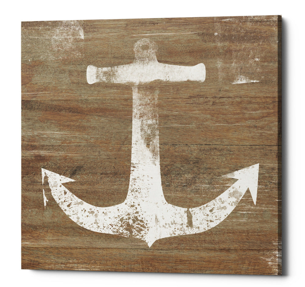 Epic Graffiti &quot;White Anchor on Natural&quot; by Linda Woods, Giclee Canvas Wall Art, 12&quot;x12&quot;