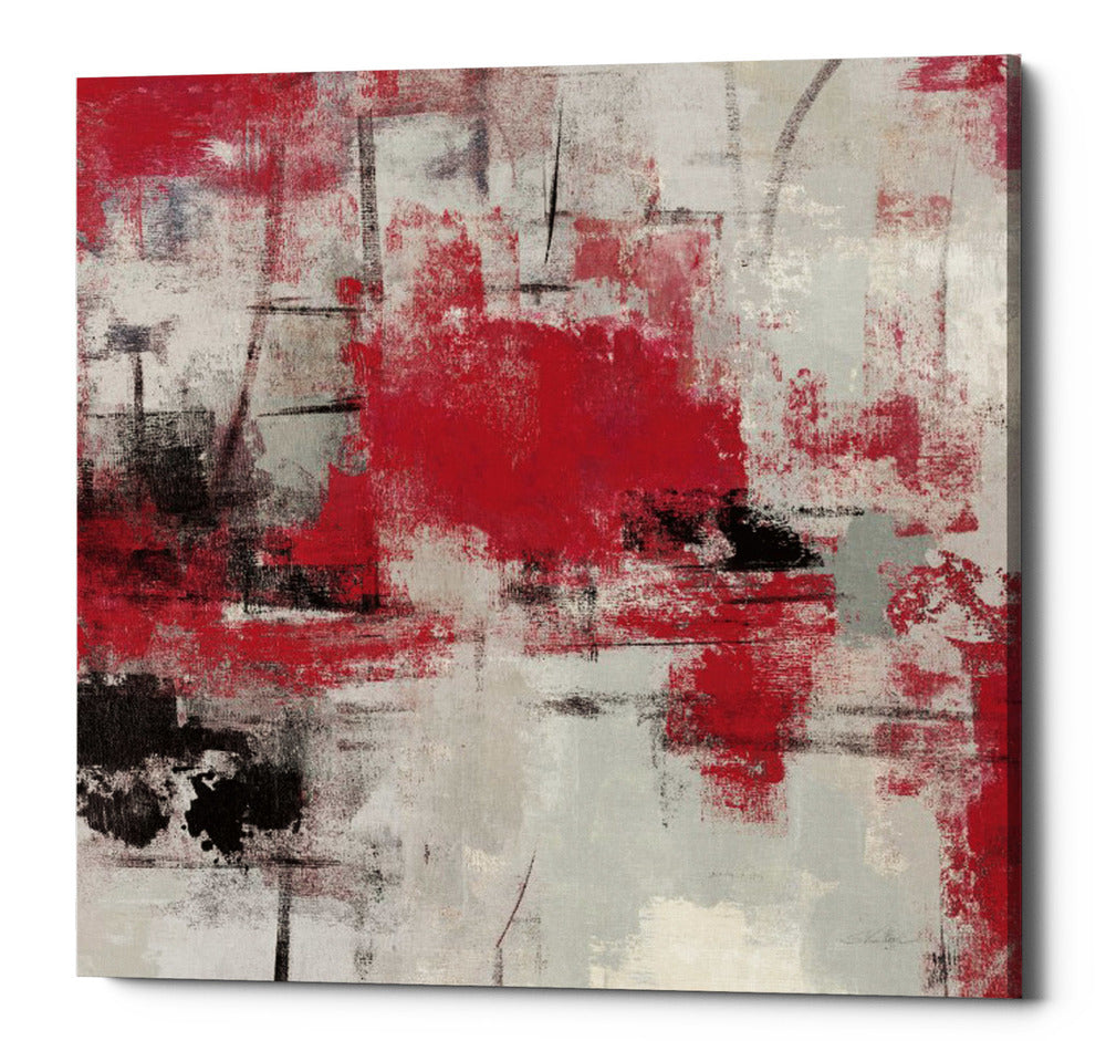 Epic Graffiti &quot;Stone Gardens III Red&quot; by Silvia Vassileva, Giclee Canvas Wall Art, 12&quot;x12&quot;