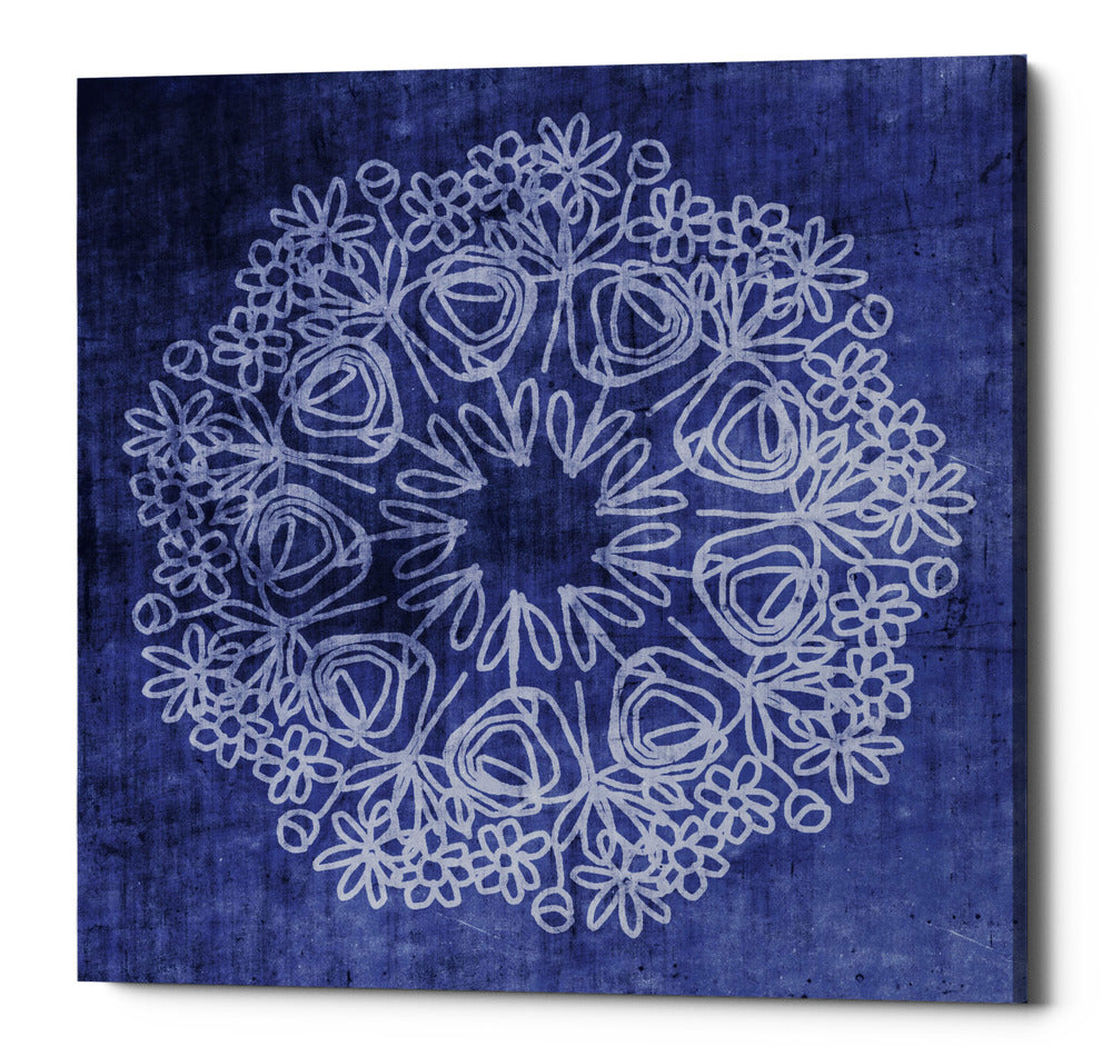 Epic Graffiti &quot;Indigo Mandala&quot; by Linda Woods, Giclee Canvas Wall Art, 12&quot;x12&quot;