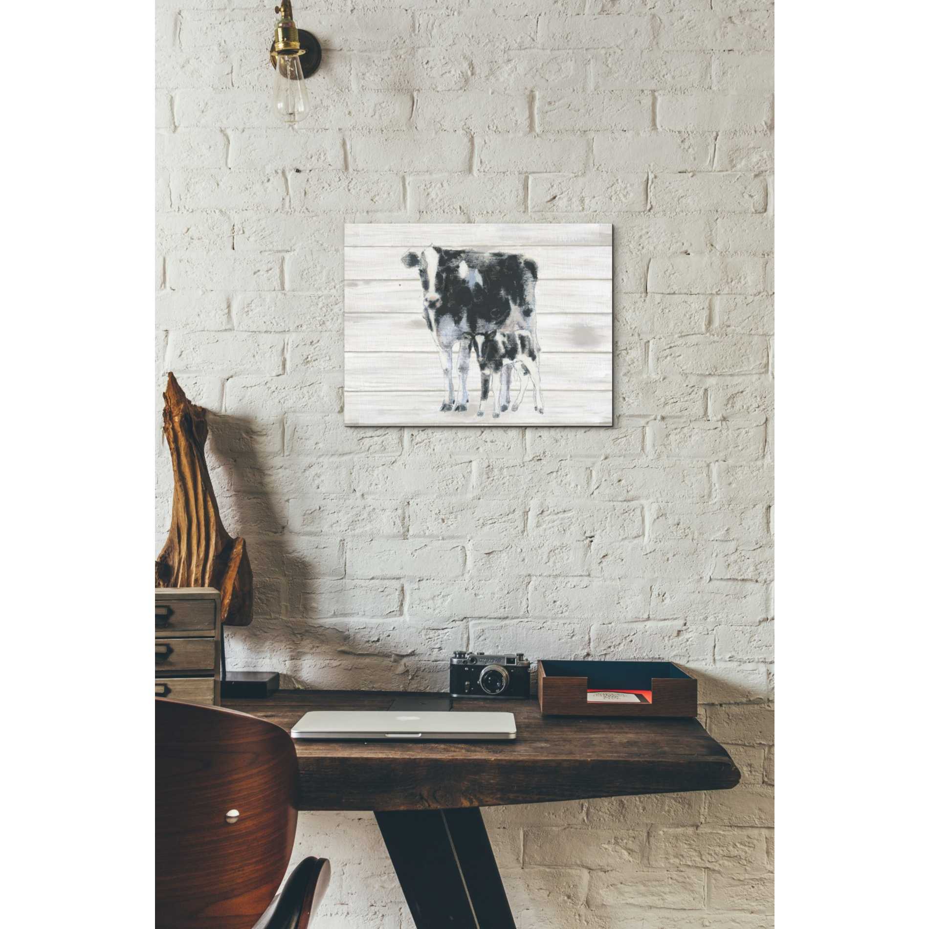 Epic Graffiti 'Cow and Calf on Wood' by Emily Adams, Giclee Canvas Wall Art