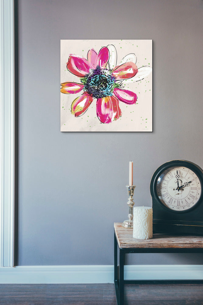 Epic Graffiti &quot;Colorful Daisy&quot; by Linda Woods, Giclee Canvas Wall Art, 18&quot;x18&quot;