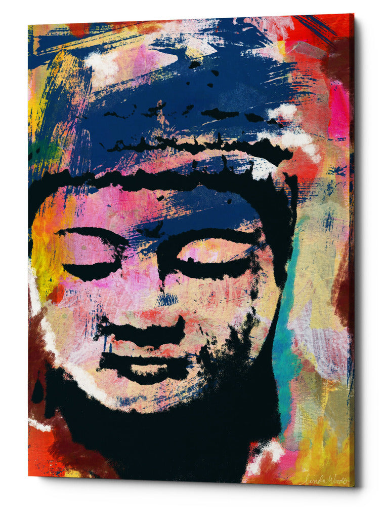 Epic Graffiti &quot;Painted Buddha&quot; by Linda Woods, Giclee Canvas Wall Art, 18&quot;x26&quot;