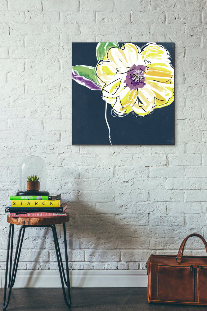 Epic Graffiti &quot;Yellow Rose&quot; by Linda Woods, Giclee Canvas Wall Art, 26&quot;x26&quot;