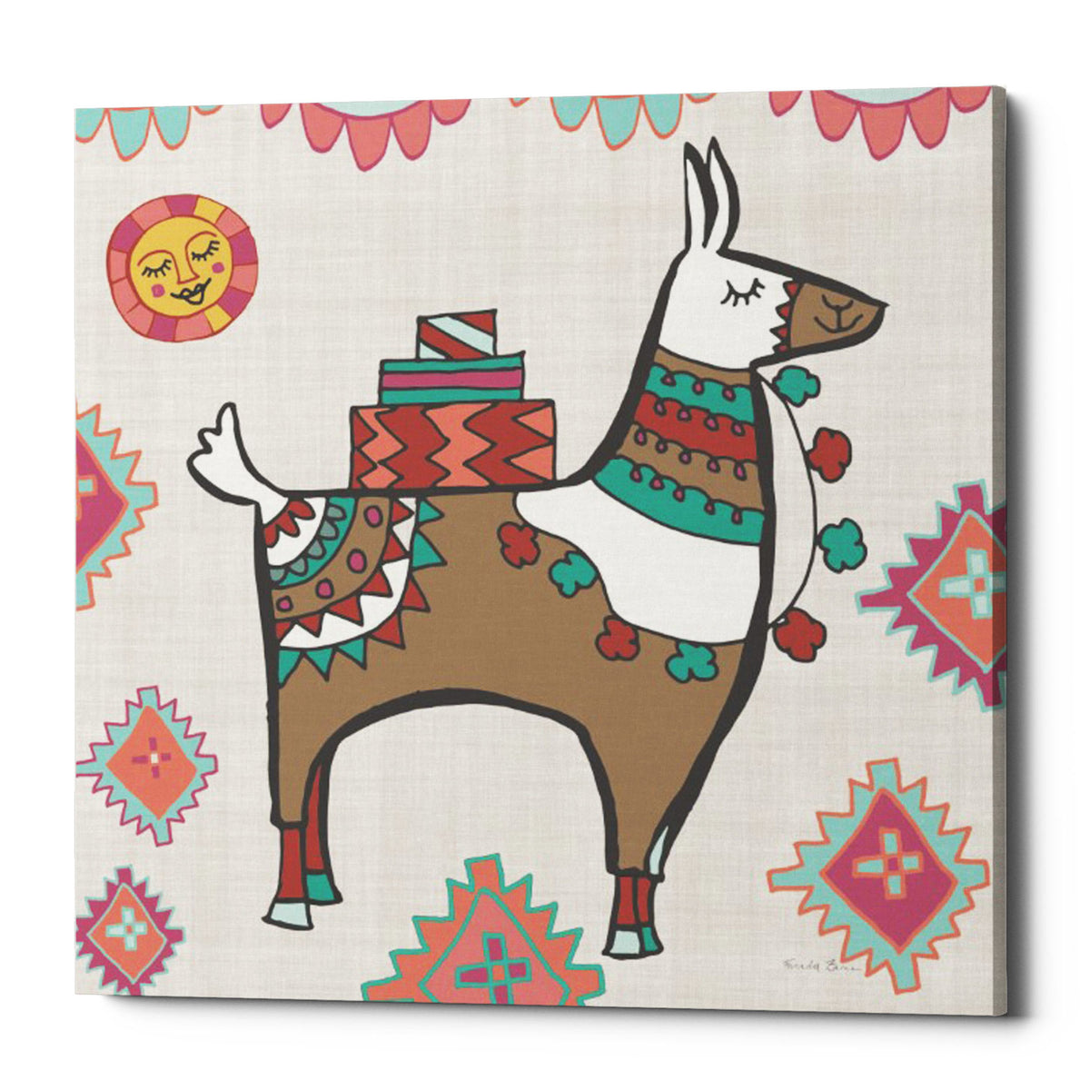 Epic Graffiti &quot;Playful Llamas I&quot; by Farida Zaman, Giclee Canvas Wall Art, 26&quot;x26&quot;