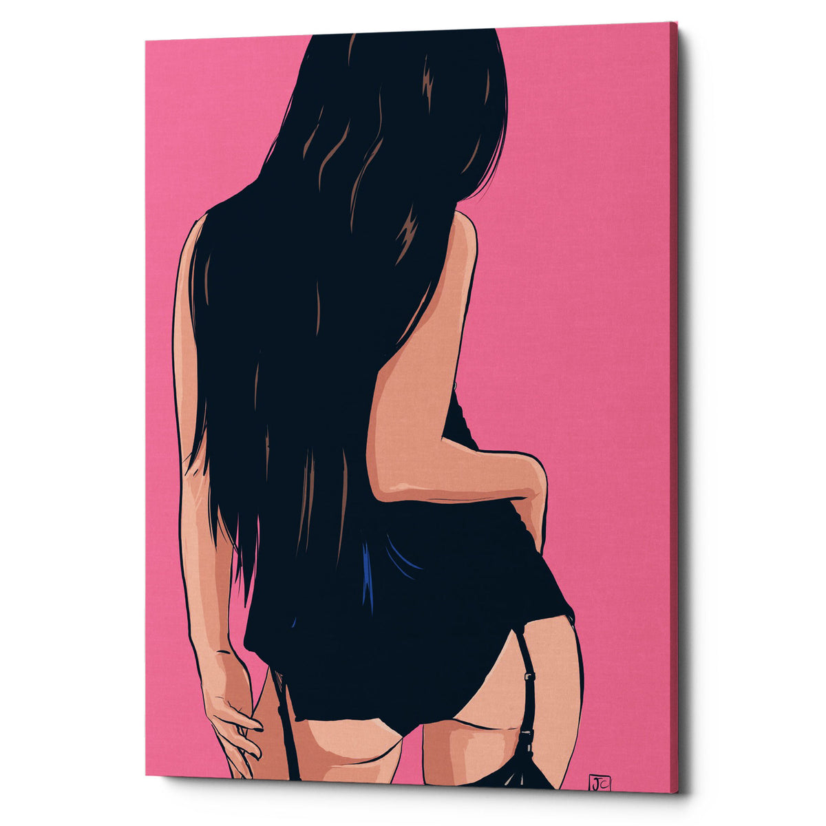 Epic Graffiti &quot;Brunette in Black&quot; by Giuseppe Cristiano, Giclee Canvas Wall Art, 26&quot;x40&quot;