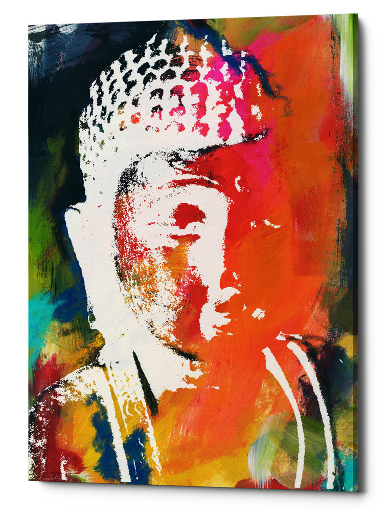 Epic Graffiti &quot;Painted Buddha V&quot; by Linda Woods, Giclee Canvas Wall Art, 26&quot;x40&quot;