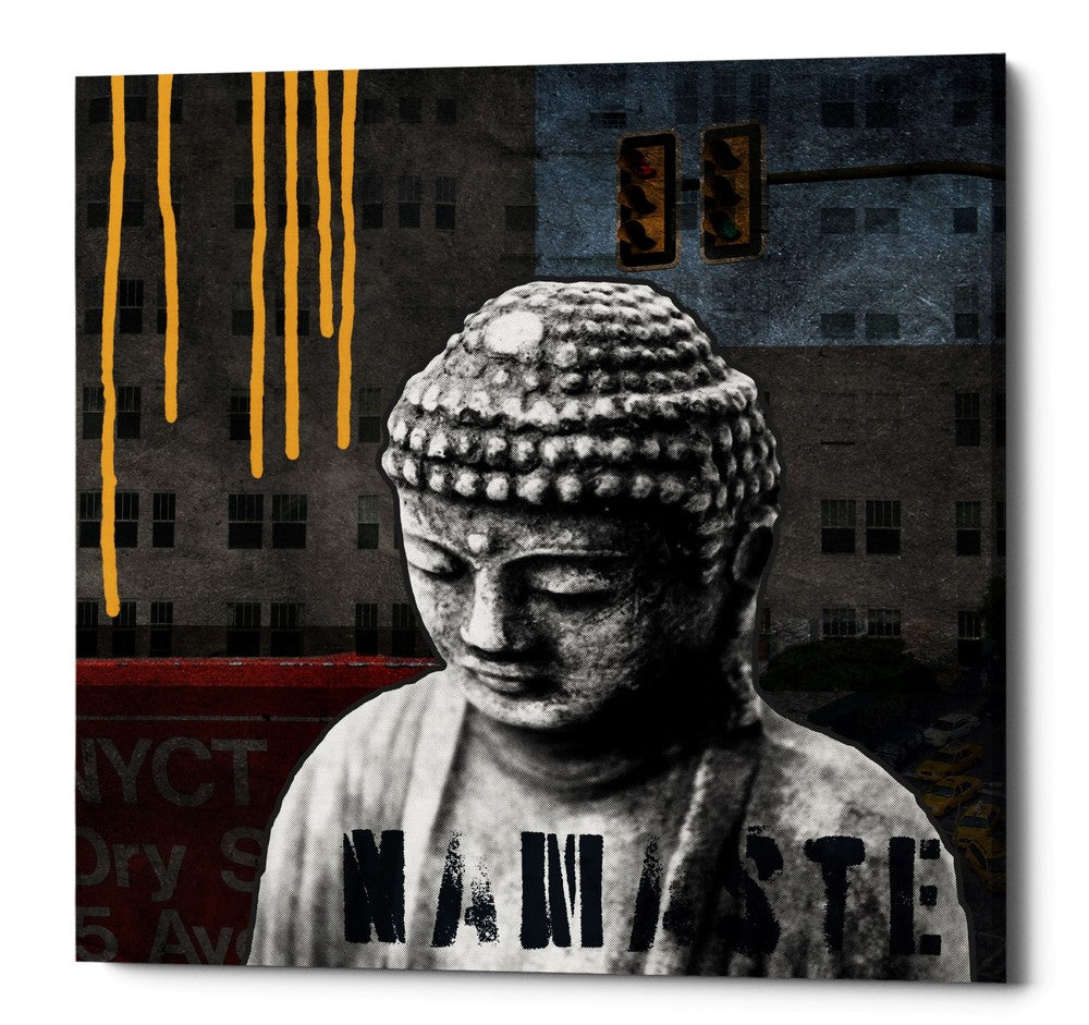 Epic Graffiti &quot;Urban Buddha III&quot; by Linda Woods, Giclee Canvas Wall Art, 37&quot;x37&quot;