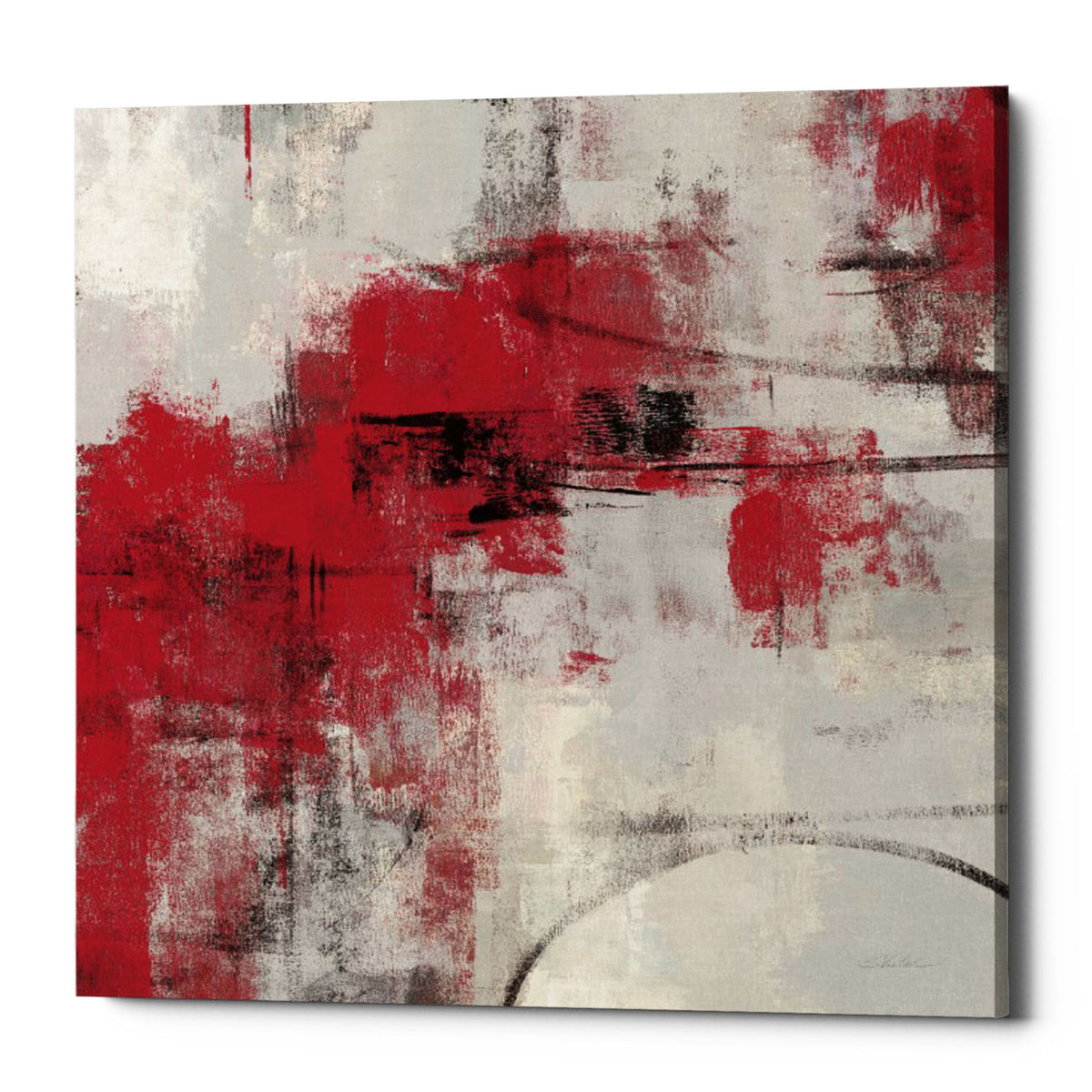 Epic Graffiti &quot;Stone Gardens II Red&quot; by Silvia Vassileva, Giclee Canvas Wall Art, 37&quot;x37&quot;