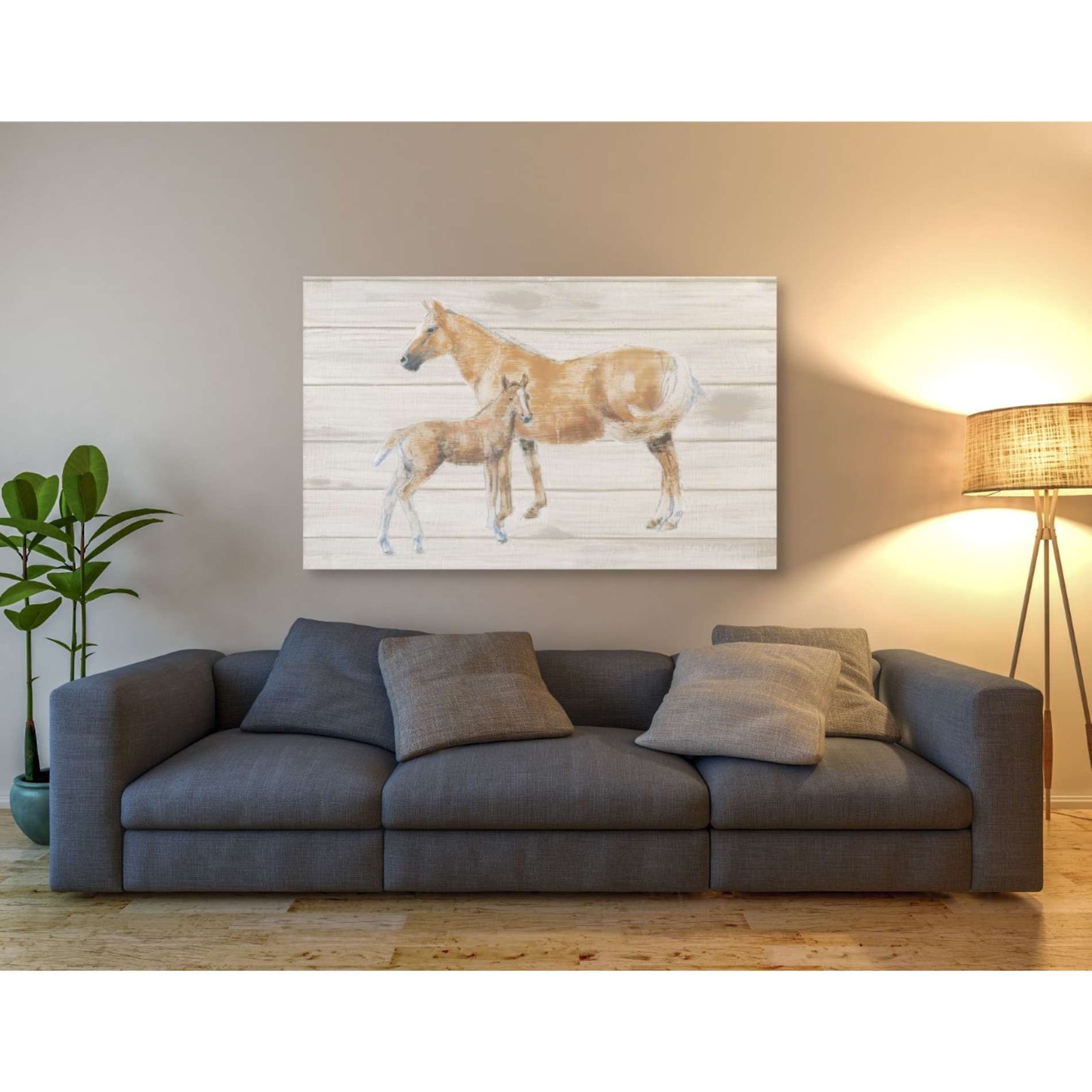 Epic Graffiti 'Horse and Colt on Wood' by Emily Adams, Giclee Canvas Wall Art