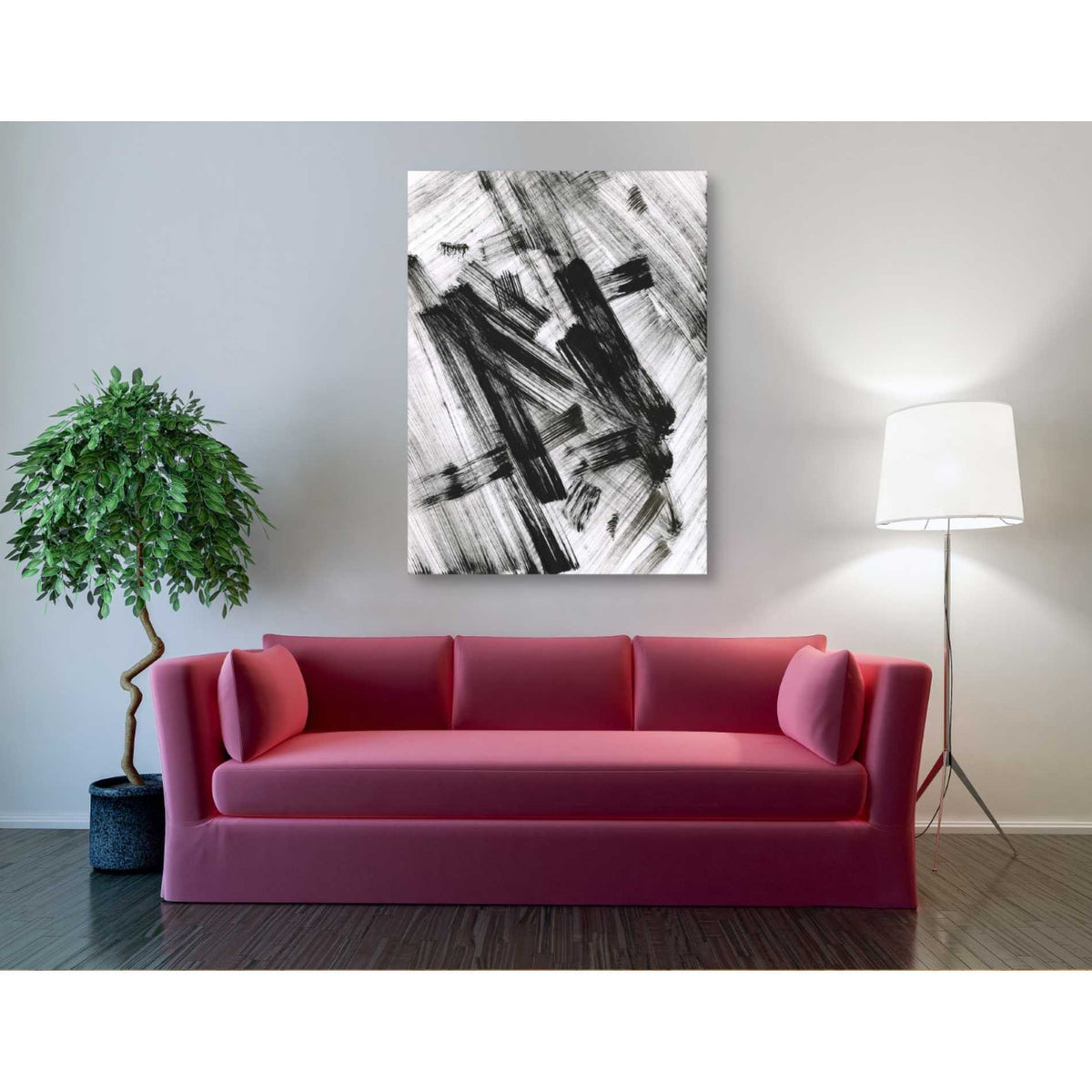 Epic Graffiti &#39;Black and White Strokes N&#39; Giclee Canvas Wall Art