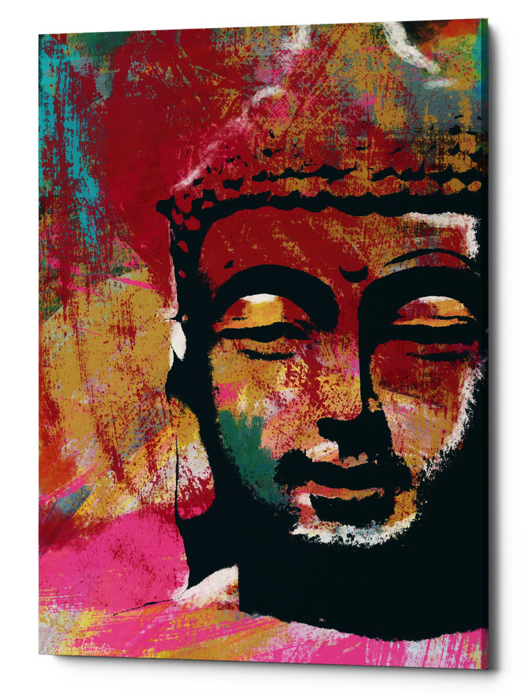 Epic Graffiti &quot;Painted Buddha IV&quot; by Linda Woods, Giclee Canvas Wall Art, 40&quot;x60&quot;