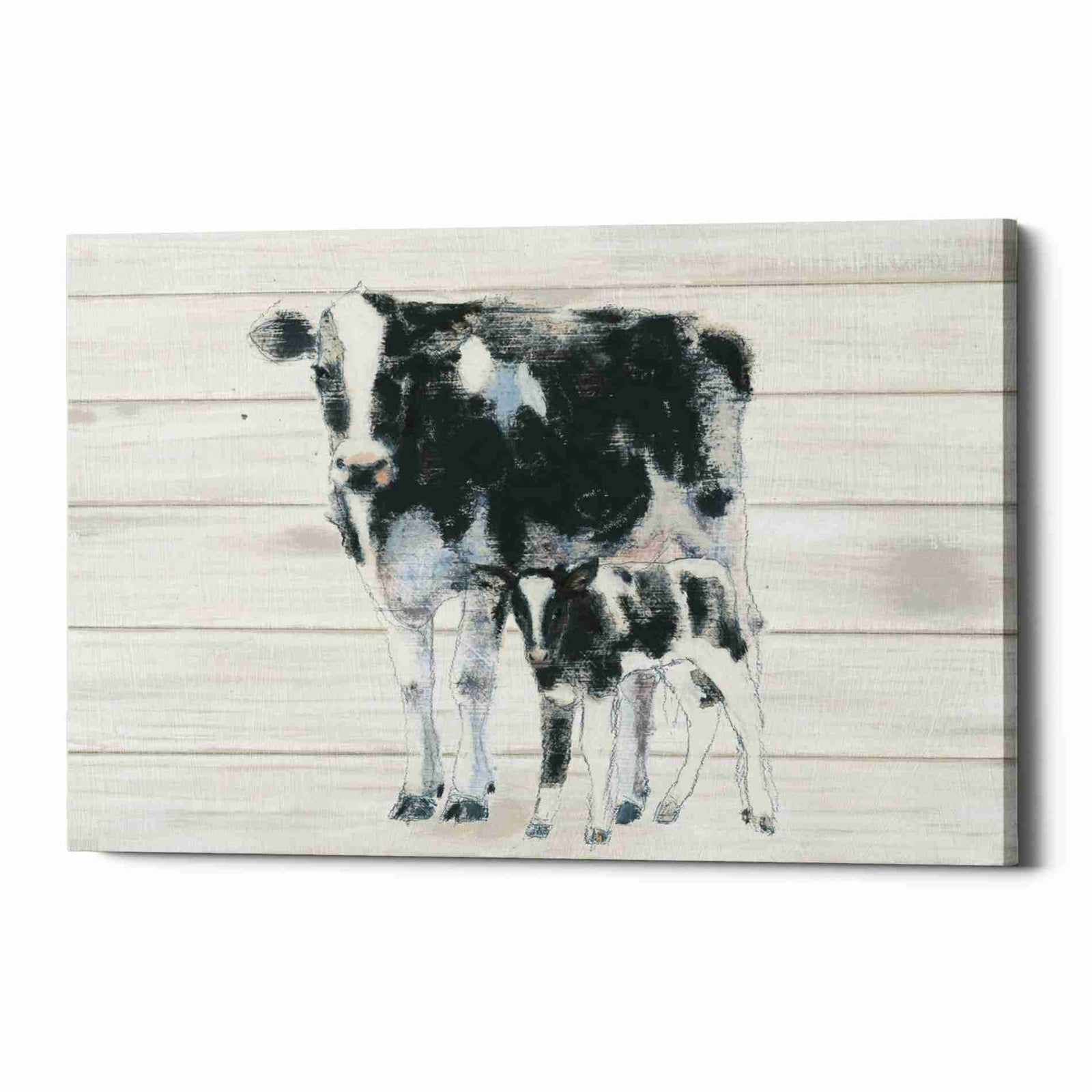 Epic Graffiti 'Cow and Calf on Wood' by Emily Adams, Giclee Canvas Wall Art