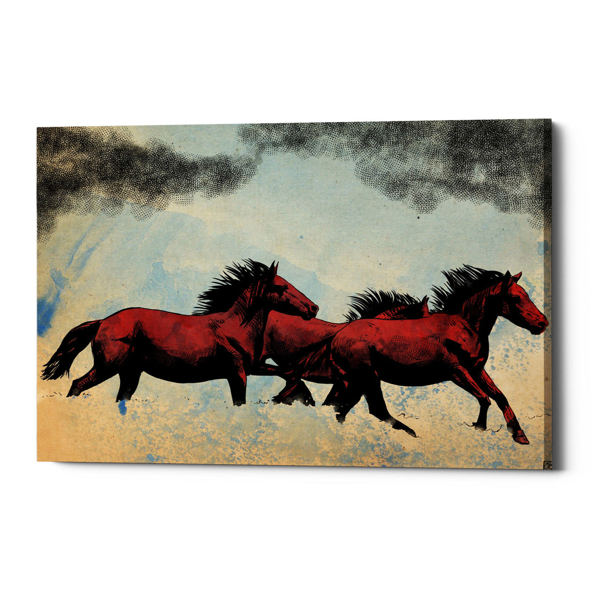 Epic Graffiti &quot;Horses&quot; by Giuseppe Cristiano, Giclee Canvas Wall Art