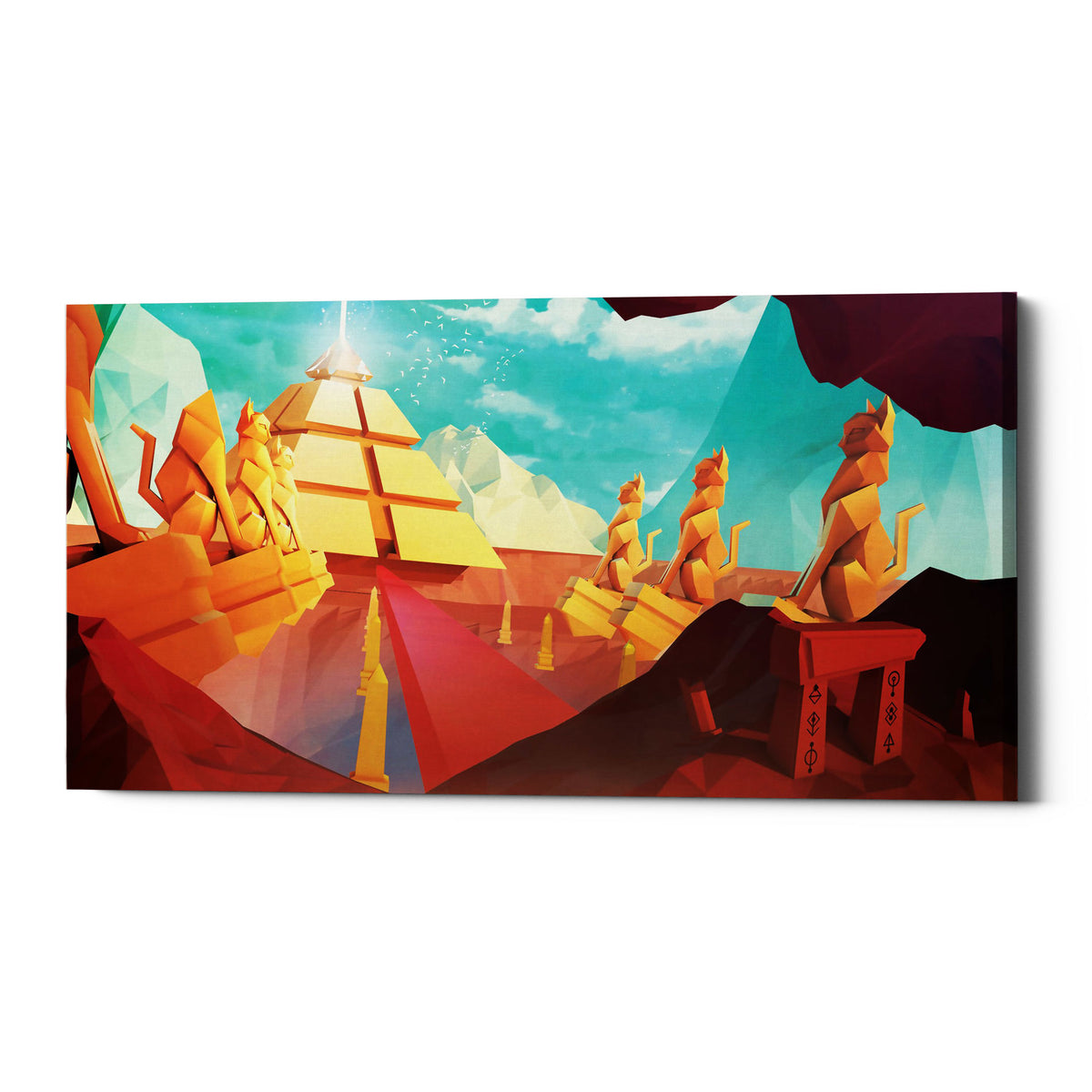 Epic Graffiti &quot;Low Poly Pyramid&quot; by Jonathan Lam, Giclee Canvas Wall Art