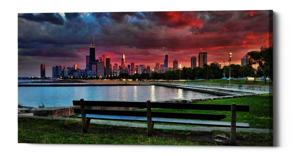Epic Graffiti &quot;North Avenue Beach at Sunset,&quot; Giclee Canvas Wall Art