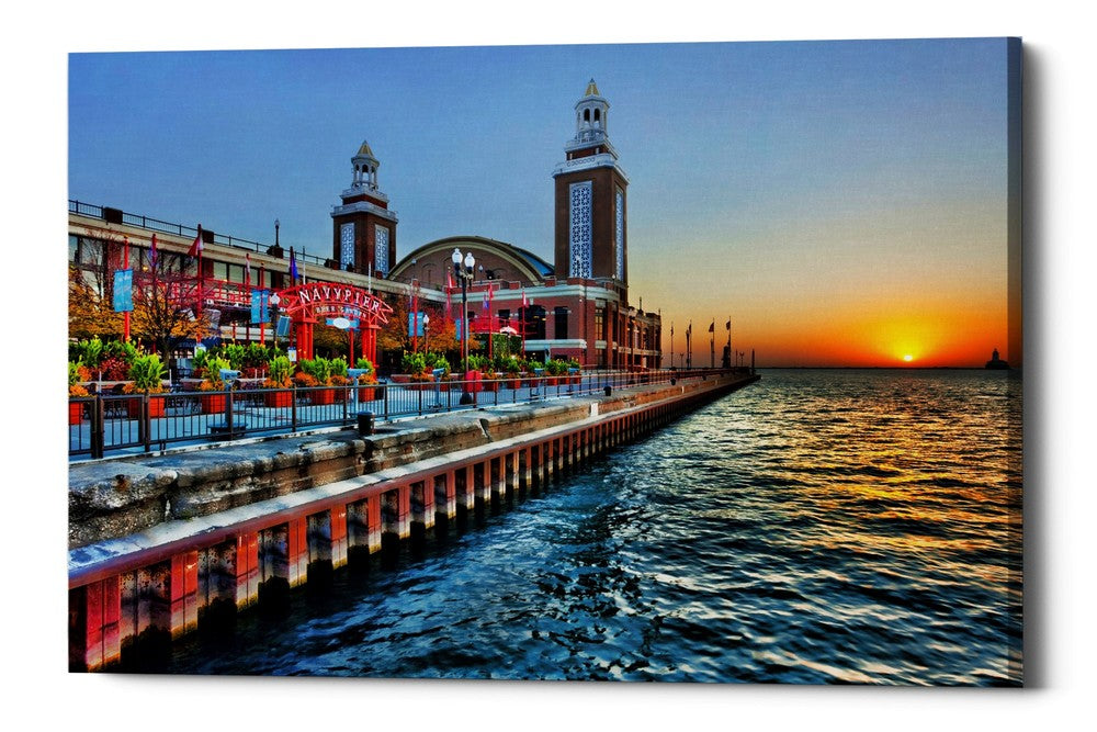 Epic Graffiti &quot;Sunrise at the Pier,&quot; Giclee Canvas Wall Art