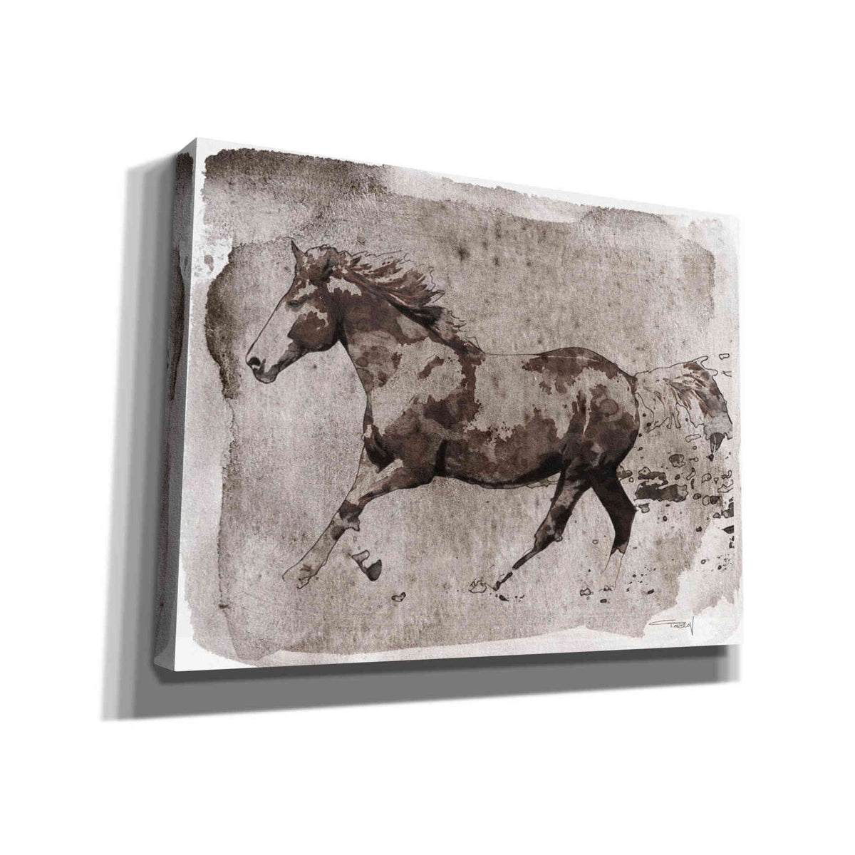 Epic Graffiti &#39;Brown Horse Running&#39; by Irena Orlov, Giclee Canvas Wall Art