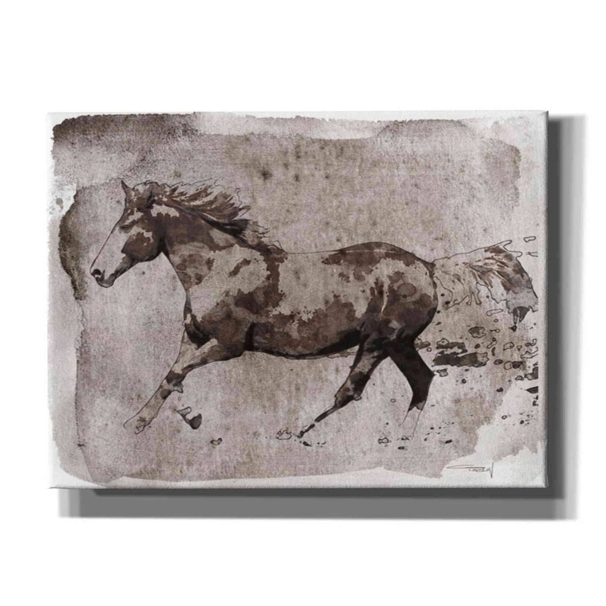 Epic Graffiti &#39;Brown Horse Running&#39; by Irena Orlov, Giclee Canvas Wall Art