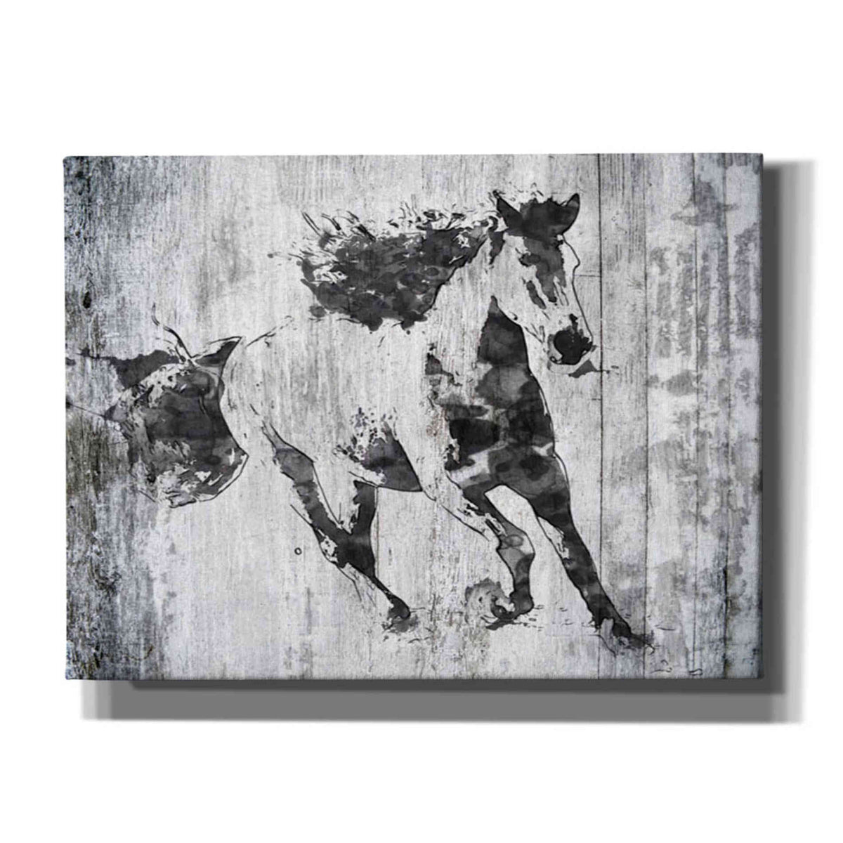 Epic Graffiti &#39;Running Black Horse 1&#39; by Irena Orlov, Giclee Canvas Wall Art