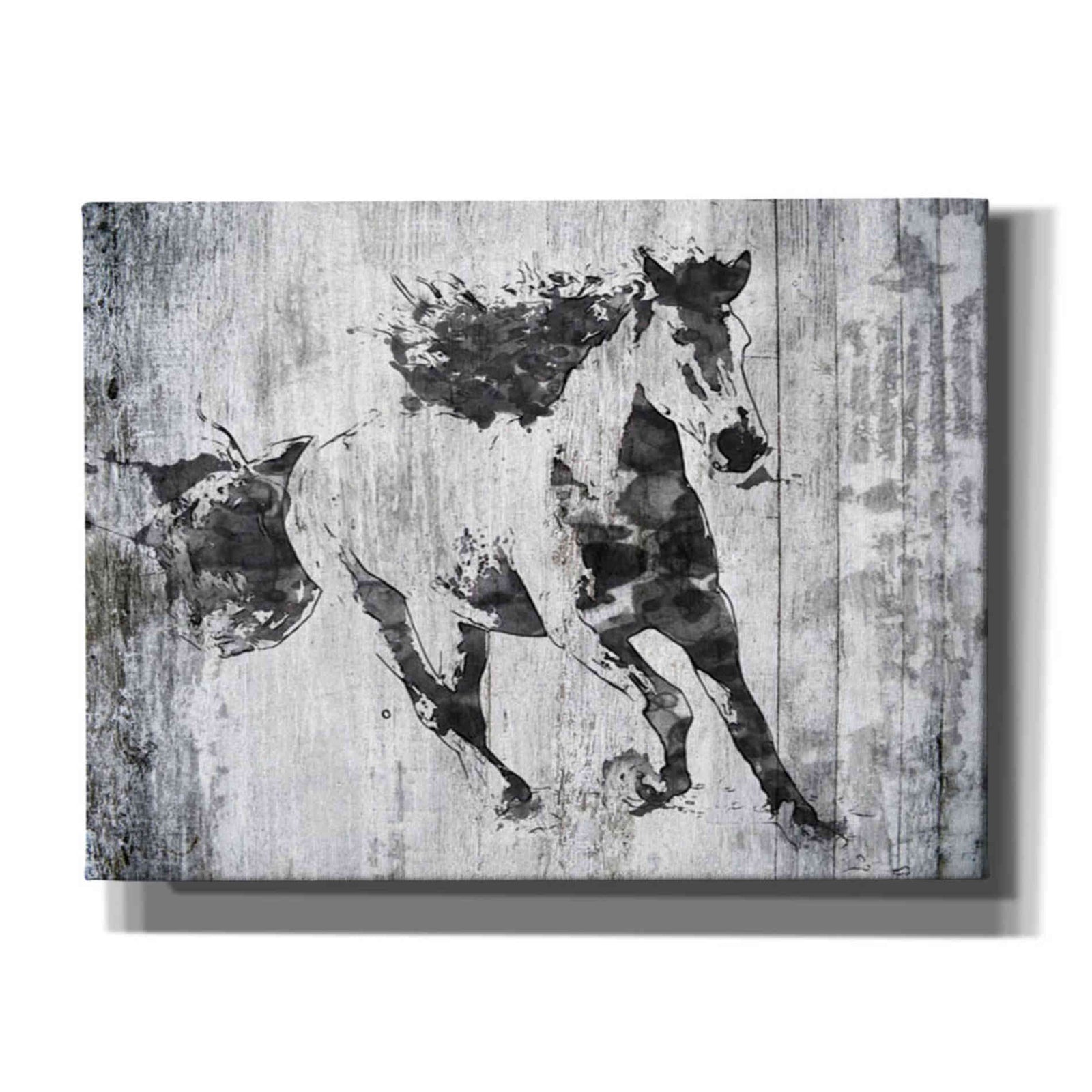 Epic Graffiti 'Running Black Horse 1' by Irena Orlov, Giclee Canvas Wall Art