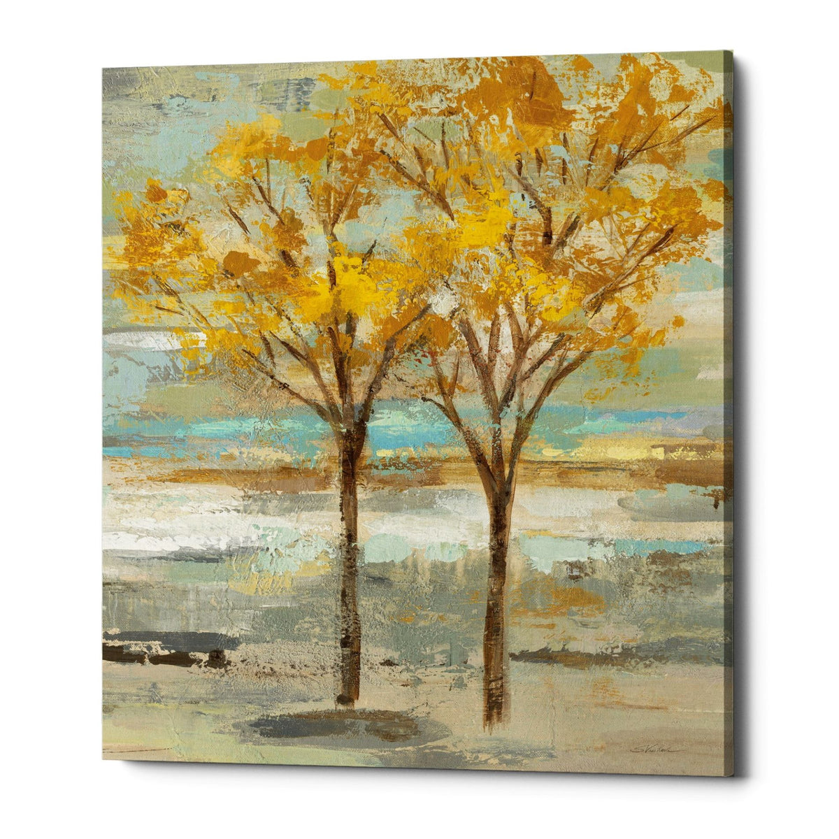 Epic Graffiti &quot;Golden Tree and Fog II&quot; by Silvia Vassileva, Giclee Canvas Wall Art